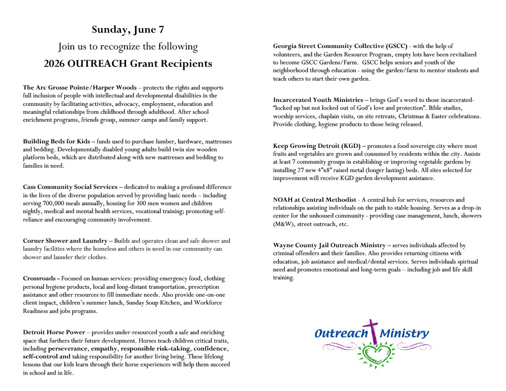 2026 Outreach Sunday