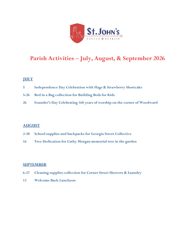 Parish Activities July to September